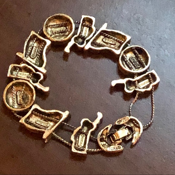 Vintage - America USA Gold Enamel Bracelet - Picture 4 of 7